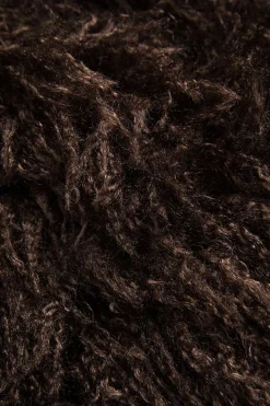 MICAS Outerwear|Outerwear-Solid Faux Fur Fringe Coat BROWN