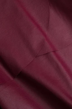 MICAS Skirts-Solid Faux Leather Asymmetrical Layer Skirt