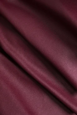 MICAS Skirts-Solid Faux Leather Asymmetrical Layer Skirt