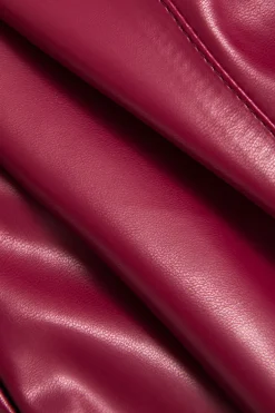 MICAS Tank Tops & Cami-Solid Faux Leather Asymmetrical Zipper Tank Top BURGUNDY