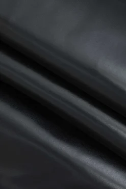 MICAS Skirts-Solid Faux Leather Button Asymmetrical Skirt BLACK