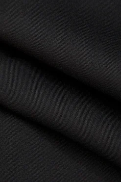 MICAS Pants-Solid Faux Leather Patchwork Button Trousers BLACK