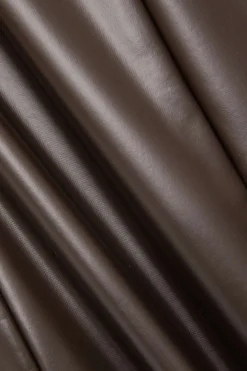 MICAS Mini Dresses-Solid Faux Leather Slip Cut Out Mini Dress COFFEE