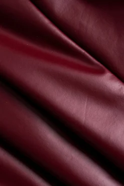 MICAS Long Sleeve Tops|Long Sleeves Tops-Solid Faux Leather Zipper Detail Long-Sleeve Shirt BURGUNDY