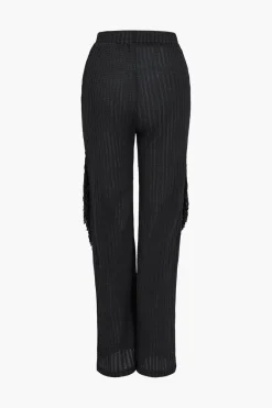 MICAS Pant Sets-Solid Fringe Backless Asymmetrical Trouser Set
