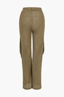MICAS Pant Sets-Solid Fringe Backless Asymmetrical Trouser Set
