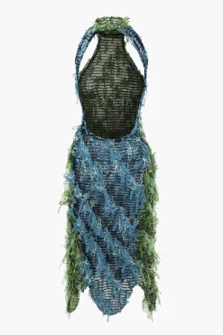 MICAS Midi Dresses-Solid Fringe Backless Midi Dress Contrast Color