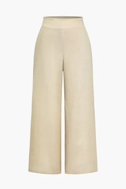 MICAS Pant Sets-Solid Halter Backless Vest And Wide Leg Pants Set IVORY