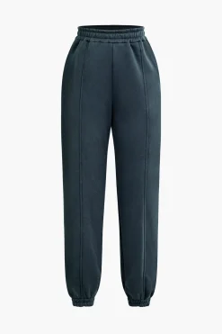 MICAS Pant Sets-Solid Hooded Cut Out Sweatshirt And Elastic Pants Set