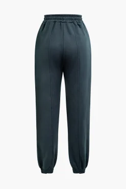 MICAS Pant Sets-Solid Hooded Cut Out Sweatshirt And Elastic Pants Set