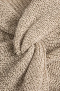 MICAS Knitwear|Knit Tops-Solid Knit Backless V-Neck Twist Knot Long-Sleeve Top