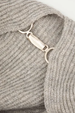 MICAS Long Sleeve Dresses|Knitwear-Solid Knit Bell Sleeves Off Shoulder Maxi Dress WHEAT