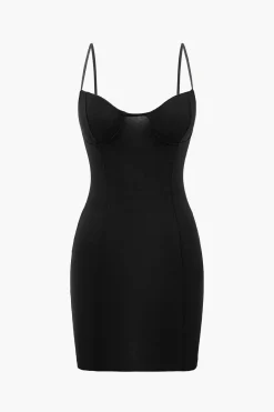 MICAS Knitwear|Mini Dresses-Solid Knit Bustier Slip Mini Dress