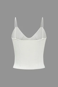 MICAS Knitwear|Knit Tops-Solid Knit Button Cami Top IVORY