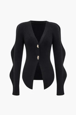 MICAS Outerwear|Knitwear-Solid Knit Button Cardigan