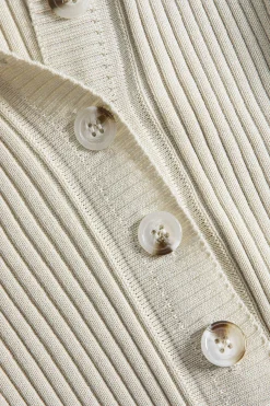 MICAS Long Sleeve Dresses|Knit Dresses-Solid Knit Button Long Sleeve Dress BEIGE