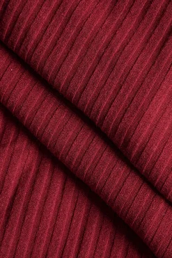 MICAS Long Sleeve Dresses|Knit Dresses-Solid Knit Button Long-Sleeve Dress BURGUNDY