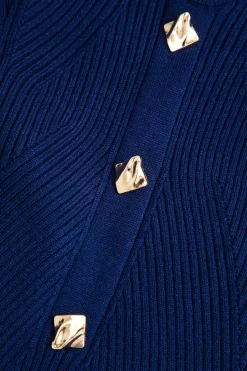 MICAS Knit Dresses-Solid Knit Button Midi Dress DARK BLUE