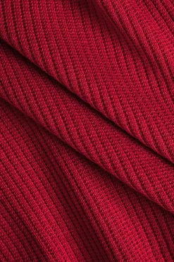 MICAS Knitwear|Knit Tops-Solid Knit Button Ruffled Long-Sleeve Top