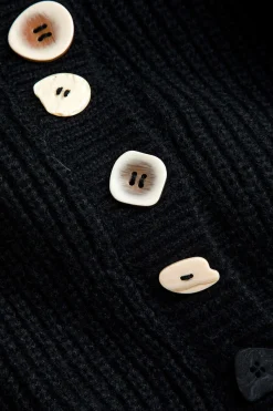 MICAS Outerwear|Outerwear-Solid Knit Button Sweater Cardigan BLACK