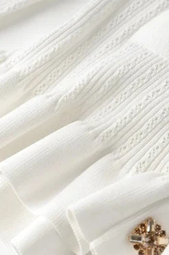 MICAS Knitwear|Knit Sets-Solid Knit Button Top And Ruffle Mermaid Skirt Set