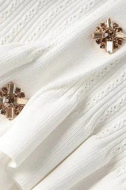 MICAS Knitwear|Knit Sets-Solid Knit Button Top And Ruffle Mermaid Skirt Set