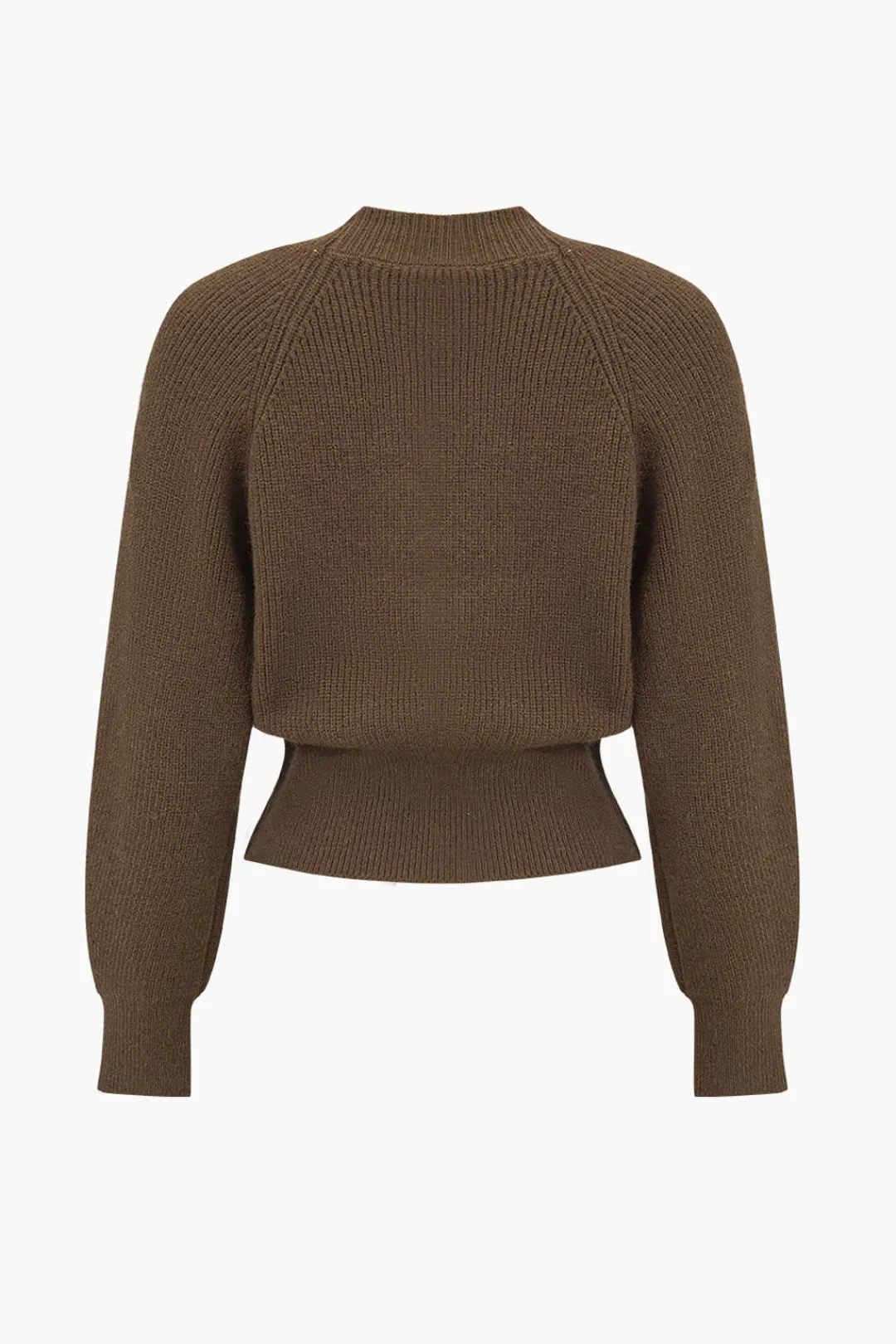 MICAS Outerwear|Knitwear-Solid Knit Button V-neck Long Sleeve Cardigan