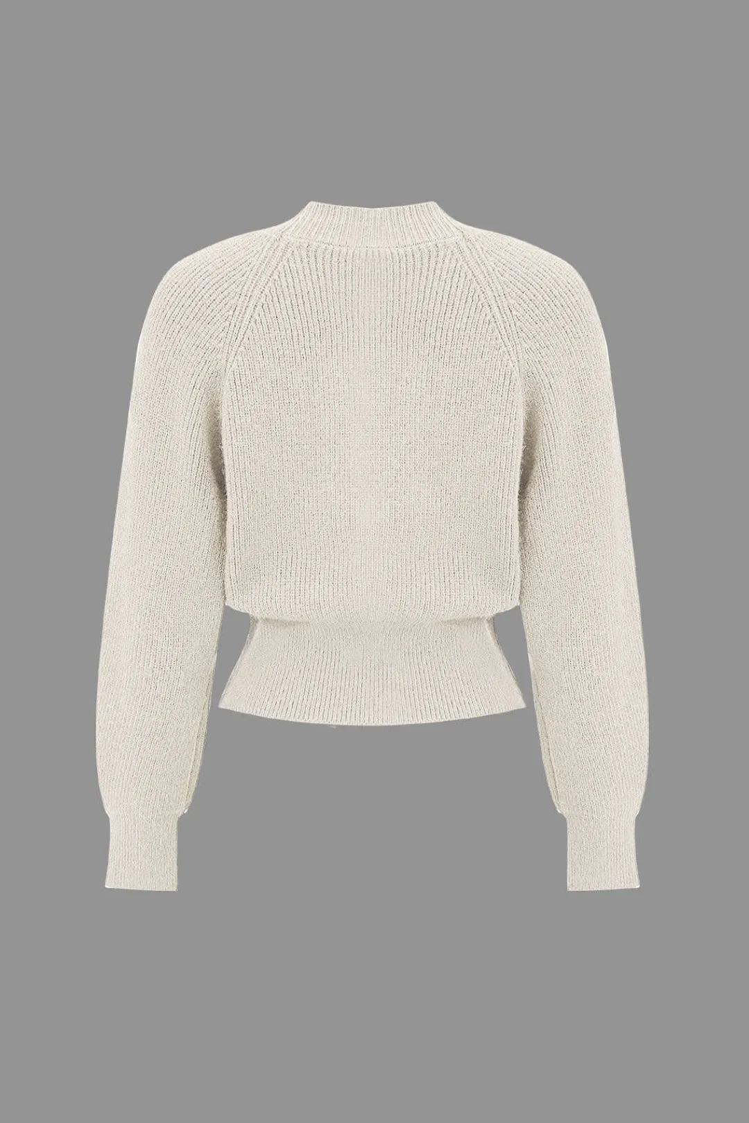 MICAS Outerwear|Knitwear-Solid Knit Button V-neck Long Sleeve Cardigan