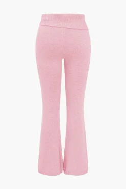 MICAS Knitwear|Knit Sets-Solid Knit Hooded Top And Asymmetrical Pants Set