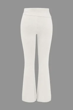 MICAS Knitwear|Knit Sets-Solid Knit Hooded Top And Asymmetrical Pants Set