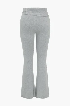 MICAS Knitwear|Knit Sets-Solid Knit Hooded Top And Asymmetrical Pants Set