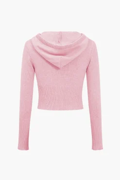 MICAS Knitwear|Knit Sets-Solid Knit Hooded Top And Asymmetrical Pants Set