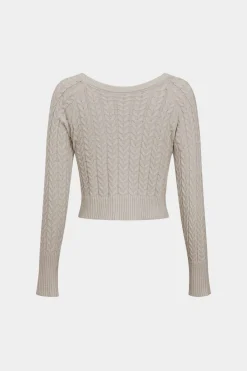 MICAS Knit Sets-Solid Knit Long Sleeve Top And Slit Skirt Set BEIGE