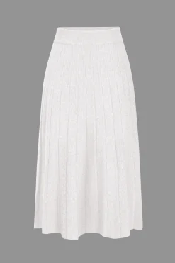 MICAS Knitwear|Knit Bottoms-Solid Knit Pleated High Waist Skirt