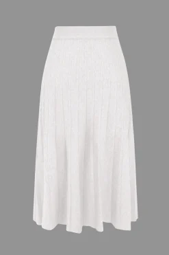 MICAS Knitwear|Knit Bottoms-Solid Knit Pleated High Waist Skirt