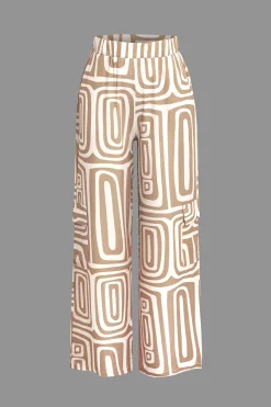 MICAS Pant Sets|Vacation Sets-Solid Knot Shirt And Artistic Print Pants Set