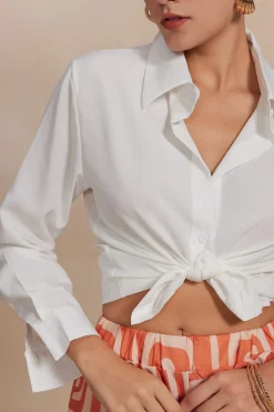 MICAS Pant Sets|Vacation Sets-Solid Knot Shirt And Artistic Print Pants Set