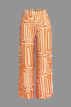 MICAS Pant Sets|Vacation Sets-Solid Knot Shirt And Artistic Print Pants Set