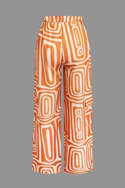 MICAS Pant Sets|Vacation Sets-Solid Knot Shirt And Artistic Print Pants Set