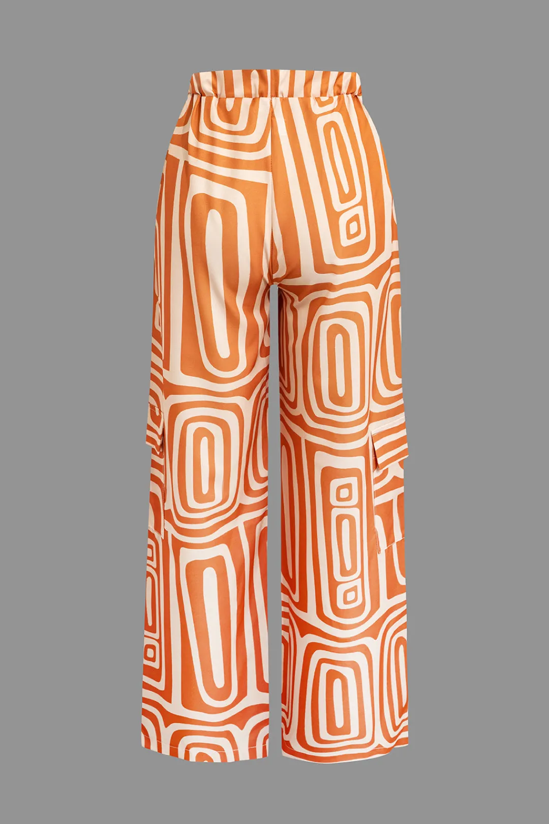 MICAS Pant Sets|Vacation Sets-Solid Knot Shirt And Artistic Print Pants Set