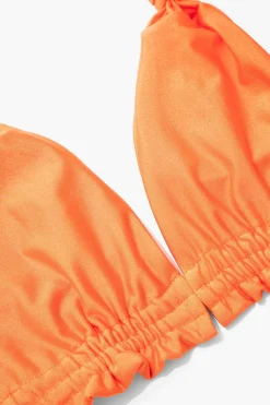 MICAS Swimwear-Solid Knot Tie Back Bikini Set ORANGE