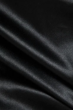 MICAS Mini Dresses-Solid Lace Crossed Mini Dress BLACK