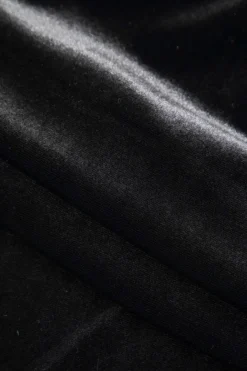 MICAS Mini Dresses-Solid Lace Velvet Backless Mini Dress BLACK