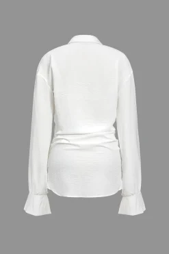 MICAS Long Sleeve Dresses|Mini Dresses-Solid Long Sleeve Deep V Mini Dress