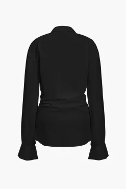 MICAS Long Sleeve Dresses|Mini Dresses-Solid Long Sleeve Deep V Mini Dress