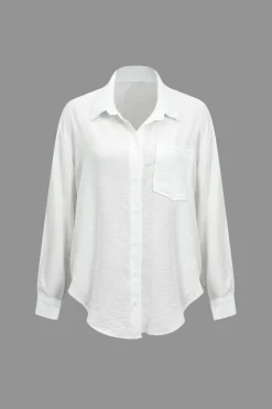 MICAS Short Sets-Solid Long-Sleeve Shirt And Ruffle Short Set WHITE