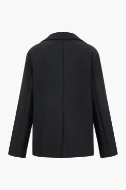 MICAS Outerwear|Outerwear-Solid Notched Lapel Blazer BLACK