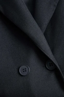 MICAS Outerwear|Outerwear-Solid Notched Lapel Blazer BLACK