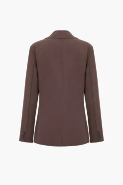 MICAS Outerwear|Outerwear-Solid Notched Lapel Button Blazer COFFEE