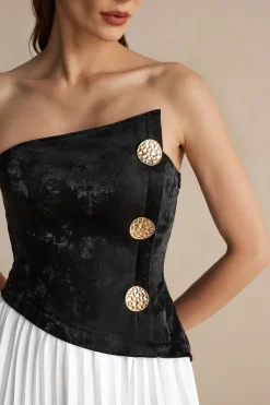 MICAS Maxi Dresses-Solid Patchwork Pleated Asymmetrical Maxi Dress OPTICAL WHITE